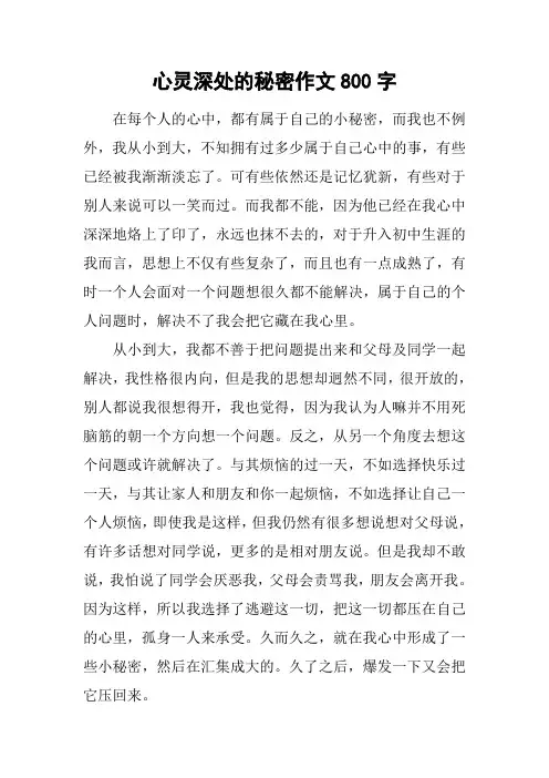 心灵深处的秘密作文800字