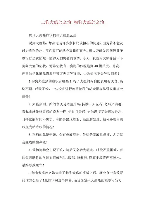 土狗犬瘟怎么治-狗狗犬瘟怎么治