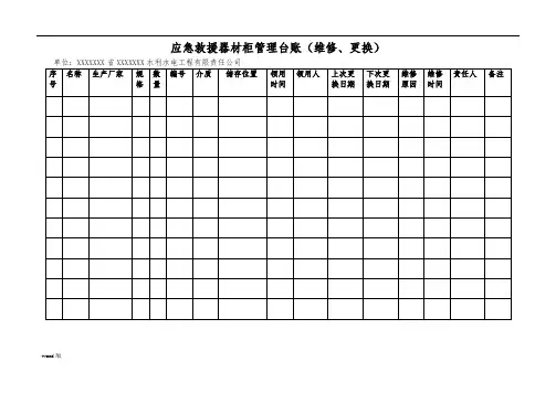 应急救援器材管理台账检查维护保养资料全