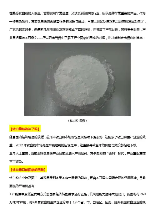 钛白粉面临的困难与挑战