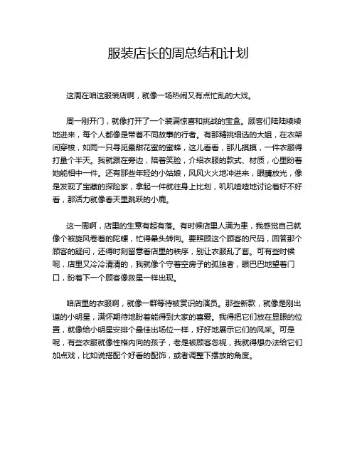 服装店长的周总结和计划