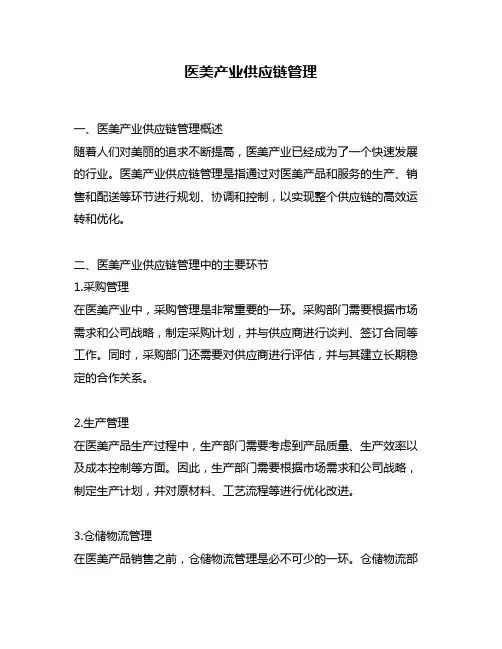 医美产业供应链管理