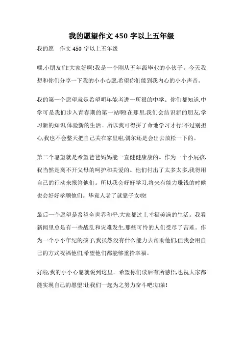我的愿望作文450字以上五年级