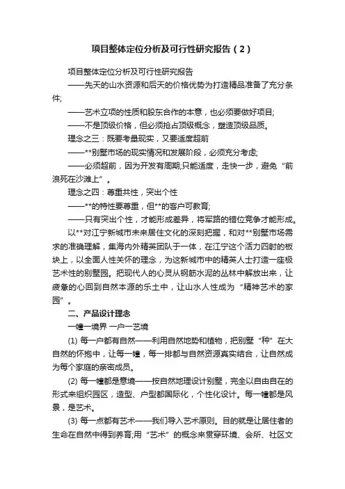 项目整体定位分析及可行性研究报告（2）