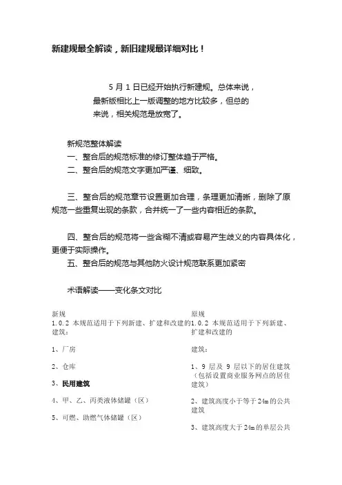 新建规最全解读，新旧建规最详细对比！