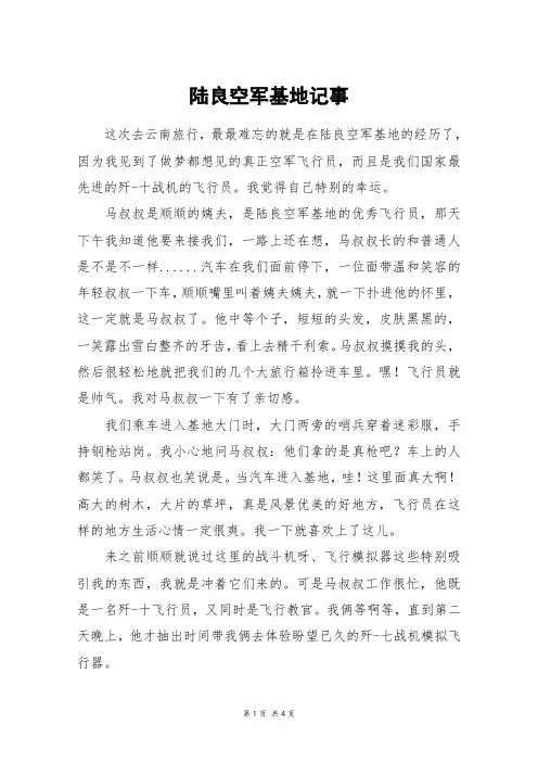 陆良空军基地记事_高三作文