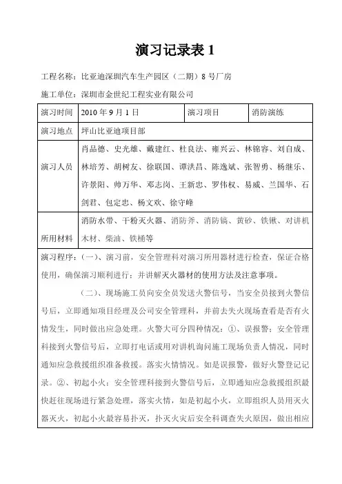 消防演习记录