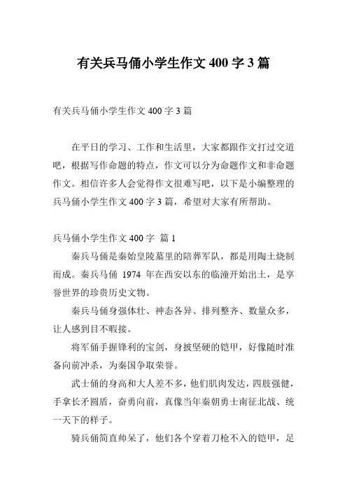 有关兵马俑小学生作文400字3篇