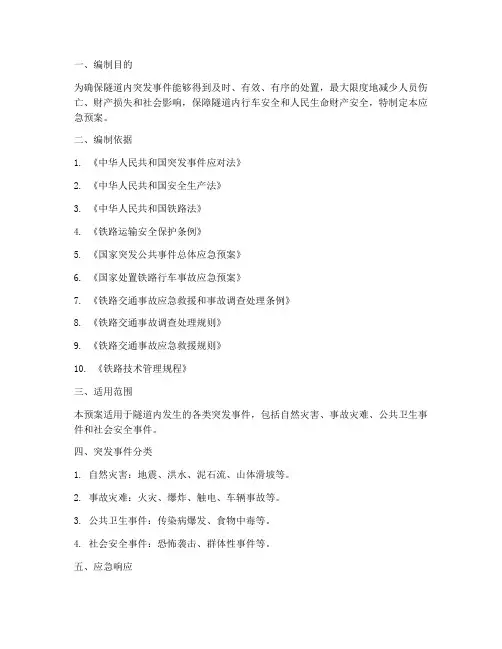 隧道里突发事件应急预案