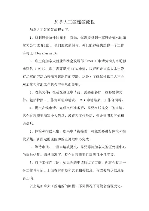 加拿大工签递签流程