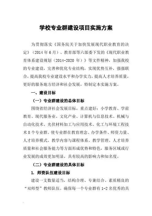 学校专业群建设项目实施方案