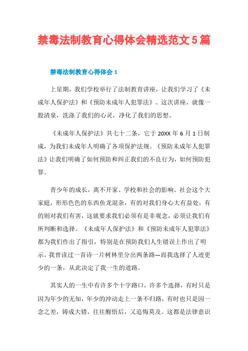 禁毒法制教育心得体会精选范文5篇