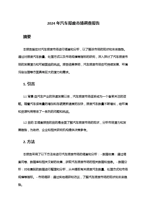 2024年汽车报废市场调查报告
