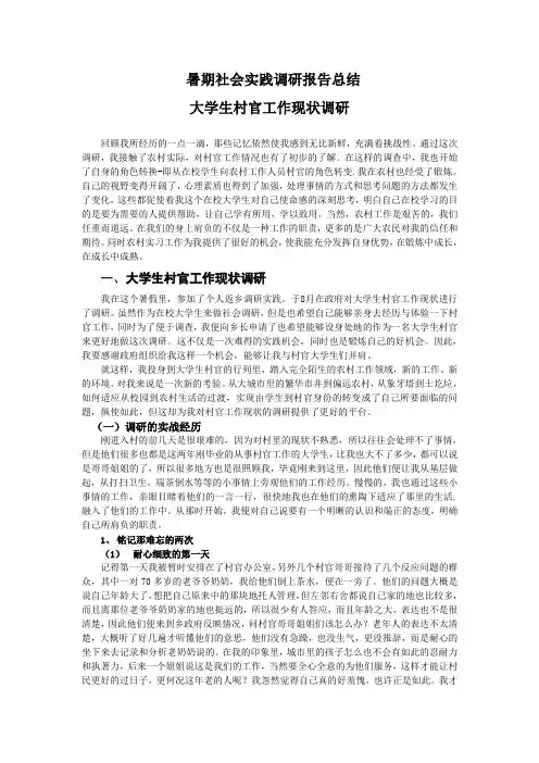 大学生村官现状调研报告