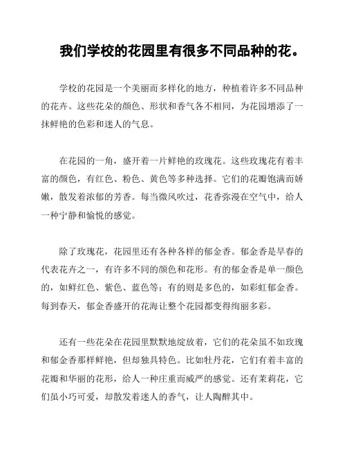我们学校的花园里有很多不同品种的花。
