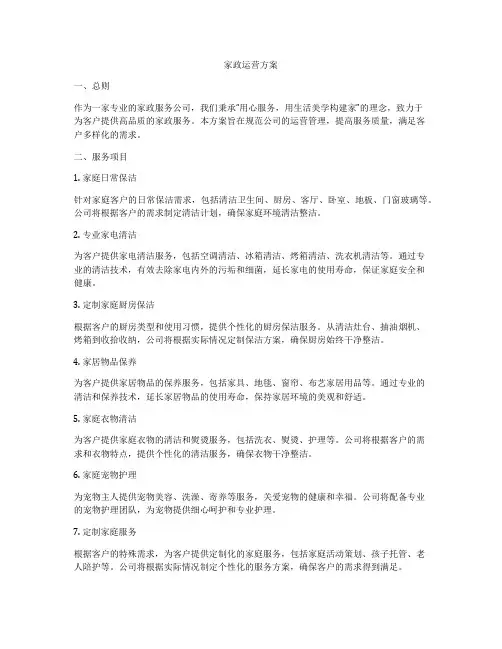 家政运营方案