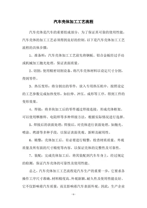 汽车壳体加工工艺流程