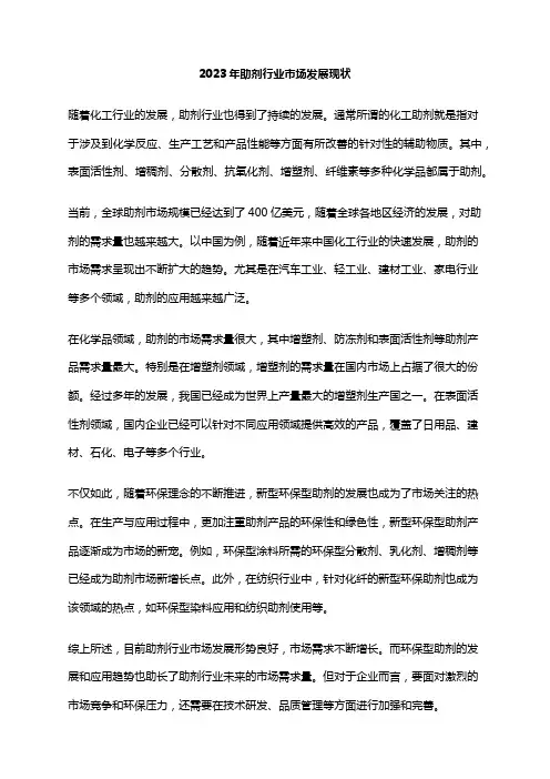 2023年助剂行业市场发展现状