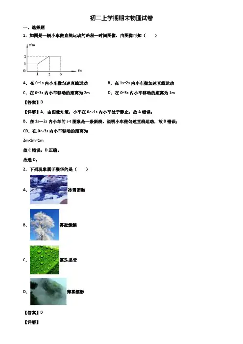 ∥3套精选试卷∥2019年马鞍山市八年级上学期期末考前冲刺必刷模拟物理试题