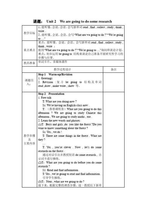 湘少版 五年级英语下册电子教案Unit 2 We're going to do some research 2