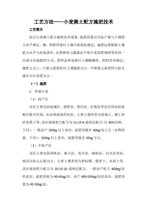 工艺方法——小麦测土配方施肥技术