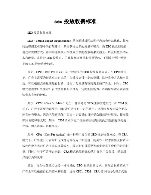 seo投放收费标准
