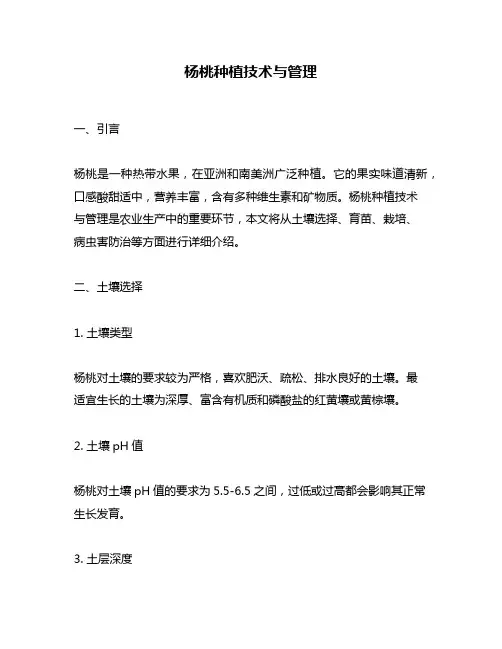 杨桃种植技术与管理