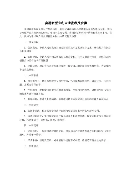 实用新型专利申请流程及步骤