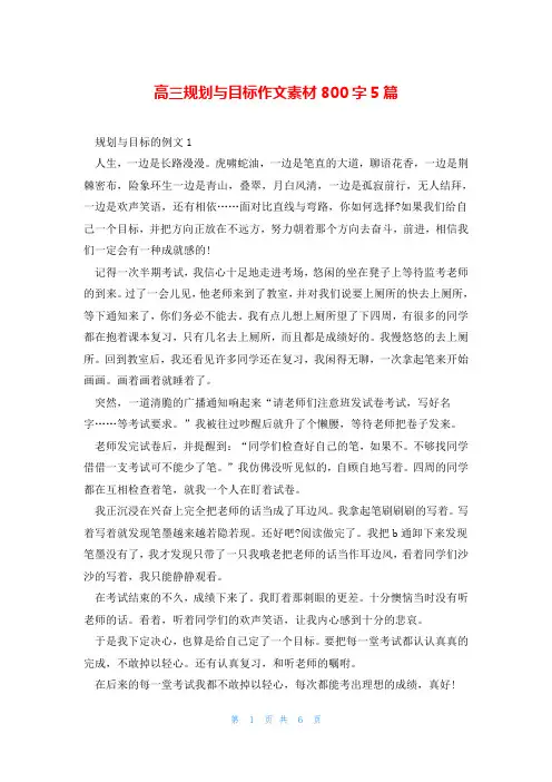 高三规划与目标作文素材800字5篇