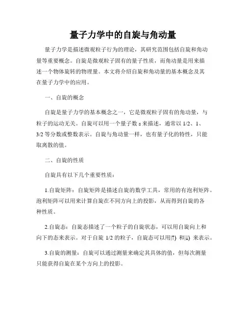 量子力学中的自旋与角动量