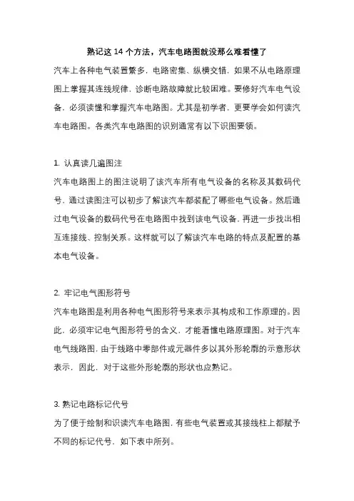 熟记这14个方法,汽车电路图就没那么难看懂了