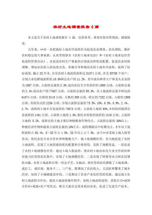 农村土地调查报告4篇