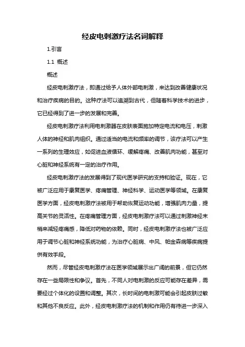 经皮电刺激疗法名词解释