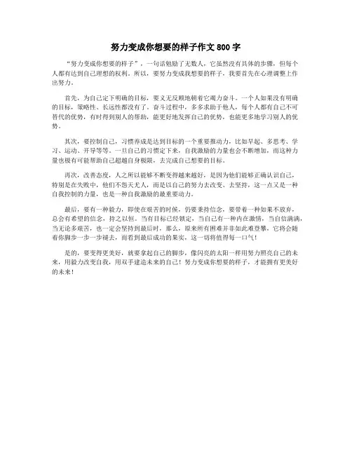 努力变成你想要的样子作文800字