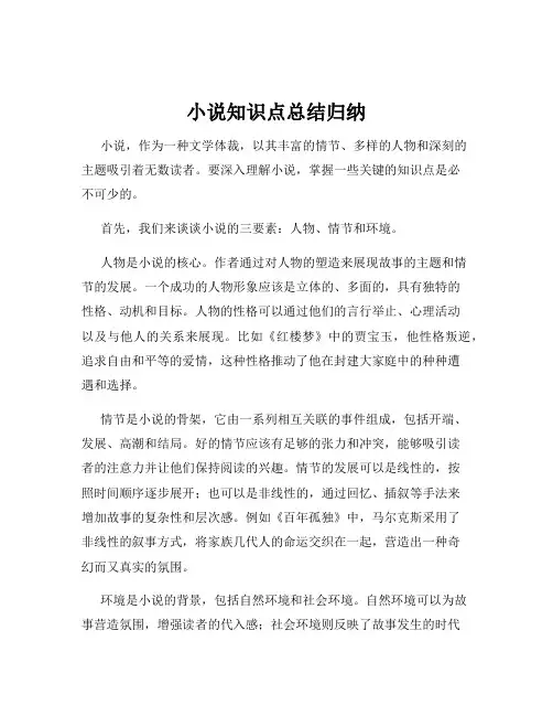 小说知识点总结归纳