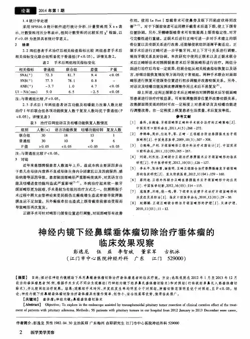 神经内镜下经鼻蝶垂体瘤切除治疗垂体瘤的临床效果观察