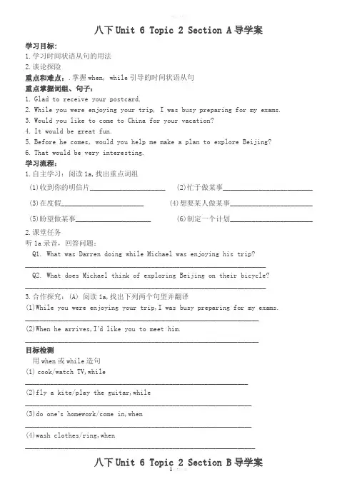 仁爱版英语八下Unit-6--Topic-2导学案