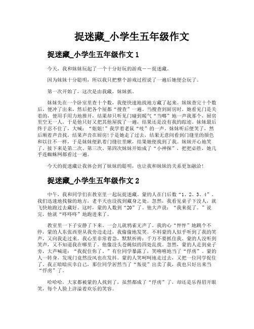 捉迷藏小学生五年级作文