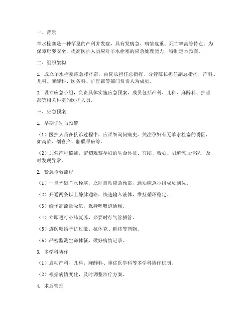 羊水栓塞应急预案