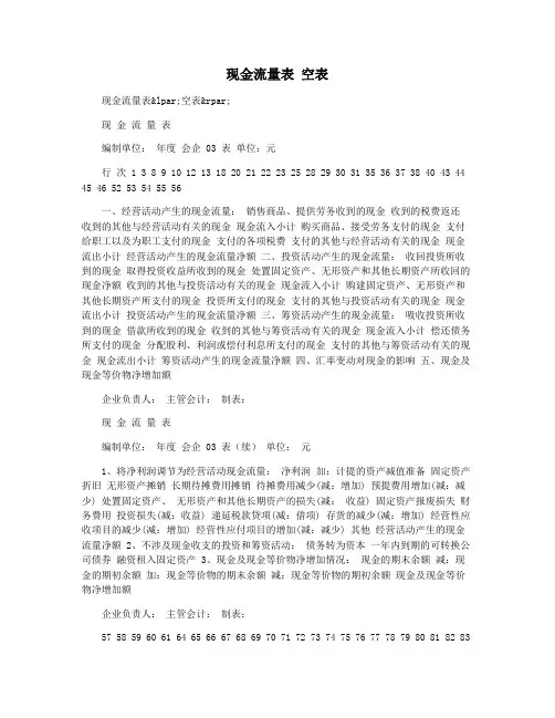 现金流量表 空表