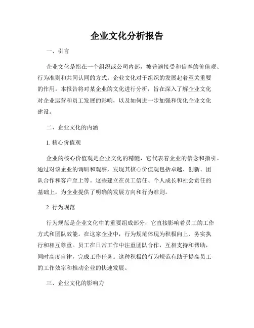 企业文化分析报告