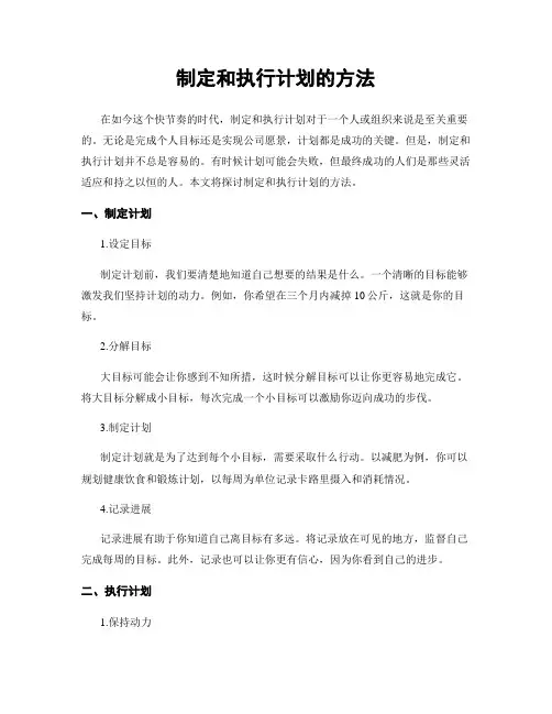 制定和执行计划的方法