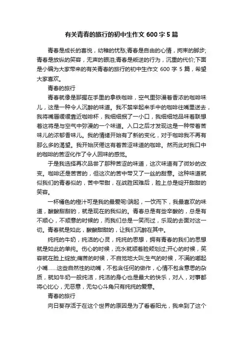 有关青春的旅行的初中生作文600字5篇