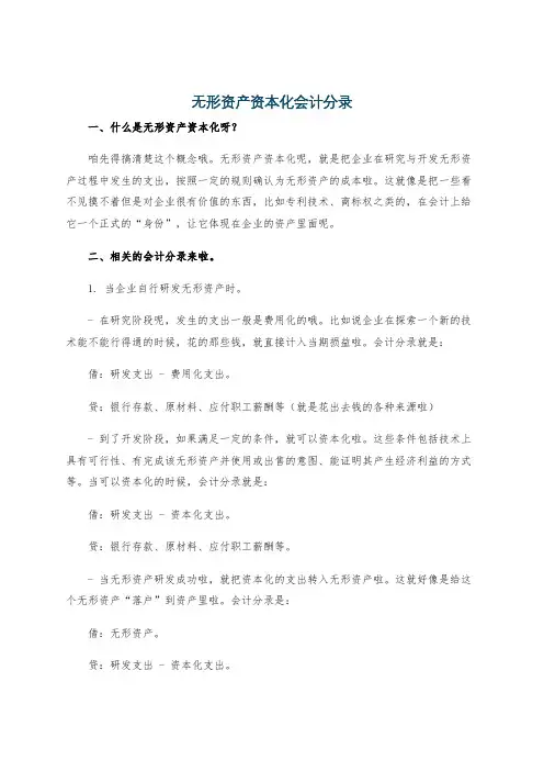 无形资产资本化会计分录