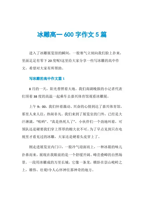 冰雕高一600字作文5篇