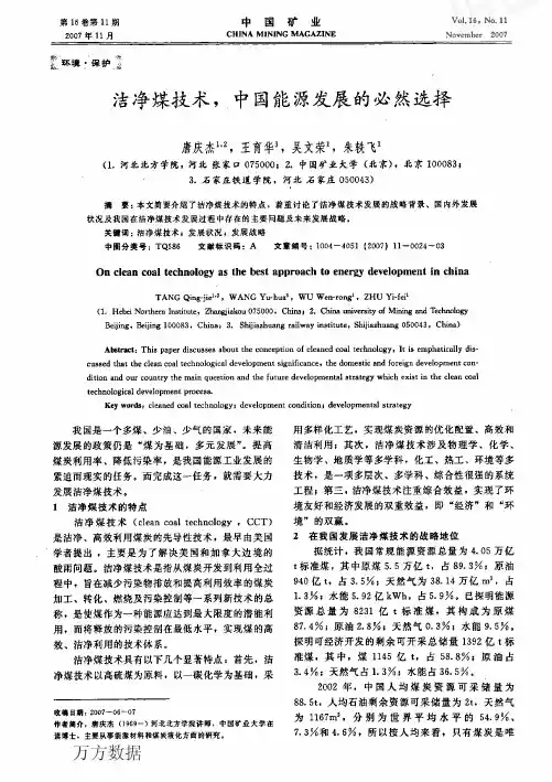 洁净煤技术,中国能源发展的必然选择