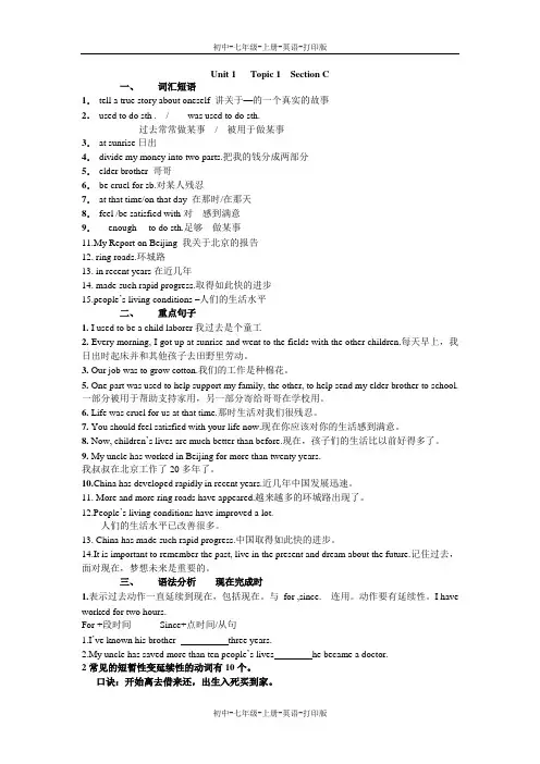 湘教版-英语-九上-Topic 1 .(SectionC要点总结)