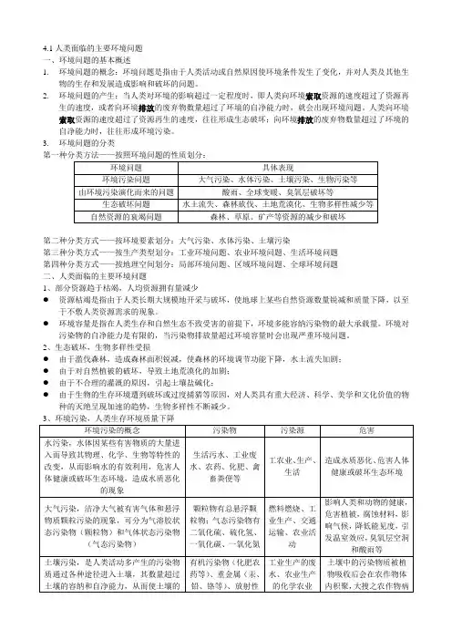 湘教版地理必修二第四单元复习资料