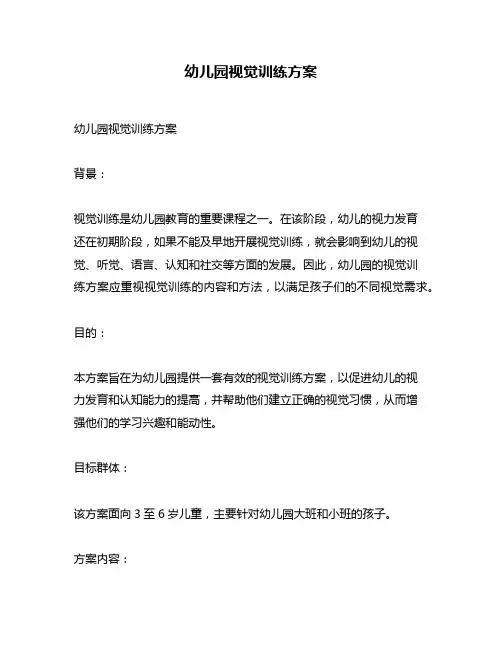幼儿园视觉训练方案