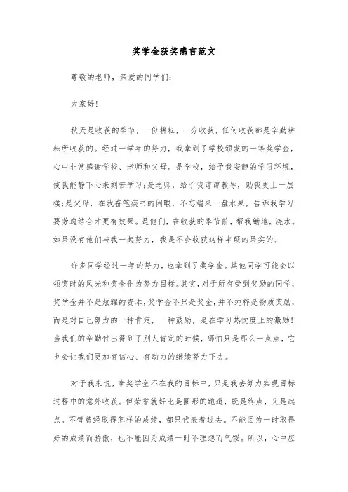 奖学金获奖感言范文（3篇）